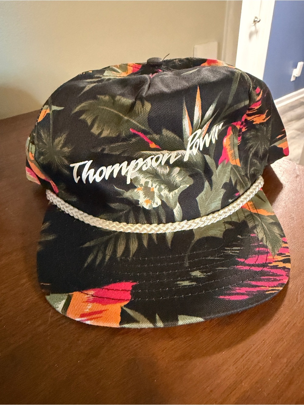 Thompson Power Black Tropical Floral Rope-Trim Hat